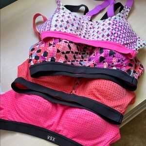 VSX Women's Geometric and Solid Sports Bras - Pink, Purple, and Black